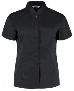 Women's bar shirt mandarin collar short sleeve (tailored fit)