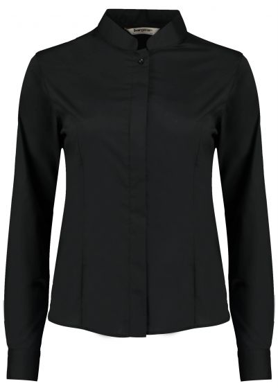 Women's bar shirt mandarin collar long sleeve (tailored fit)