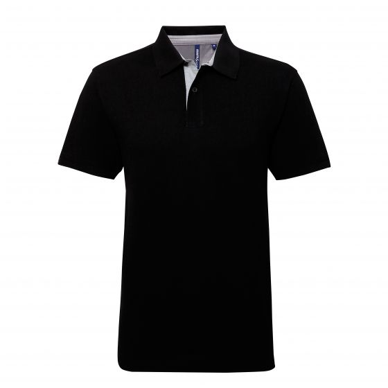 Cotton polo with Oxford fabric insert