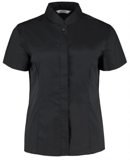 Women's bar shirt mandarin collar short sleeve (tailored fit)